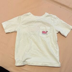 Vineyard Vines Kids White Tee with Pink Logo